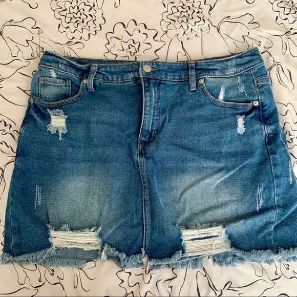 wild fable Dresses & Skirts - Distressed Jean Mini Skirt